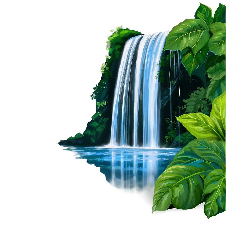 Waterfall In Lush Greenery Png 05212024 PNG image