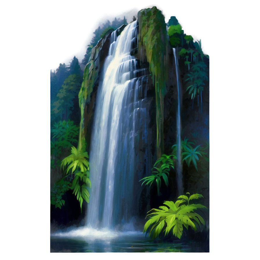 Waterfall In Misty Morning Png 05212024 PNG image