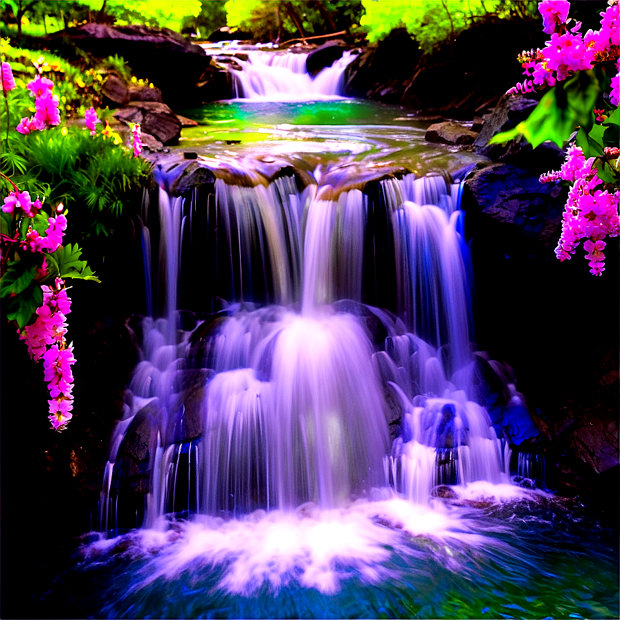 Waterfall In Spring Bloom Png 88 PNG image