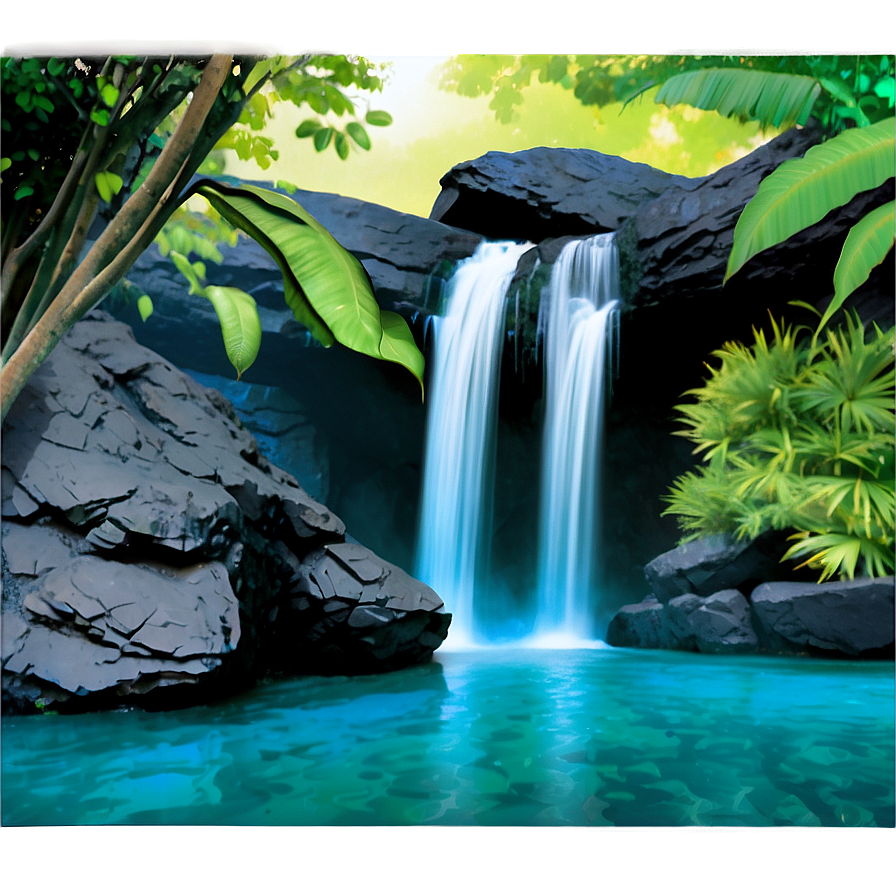 Waterfall Over Cave Entrance Png 05212024 PNG image