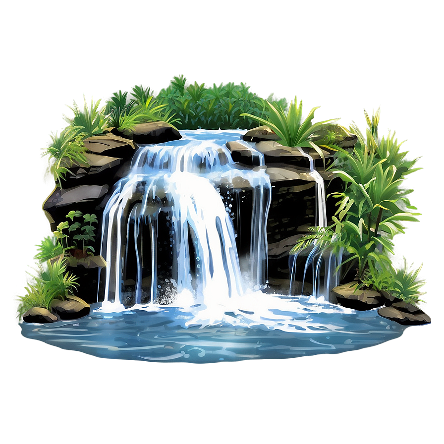 Waterfall Splashing On Rocky Cliff Png Gya PNG image