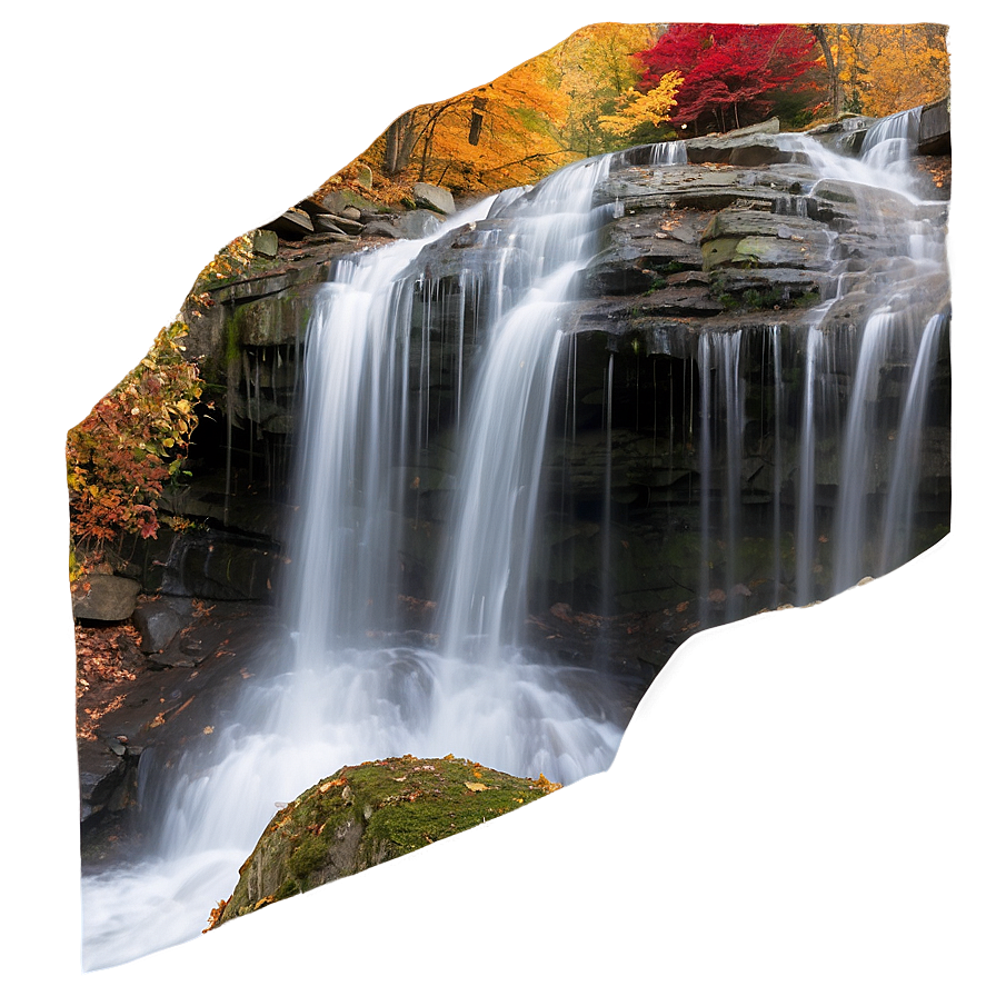 Waterfall Through Autumn Leaves Png 4 PNG image