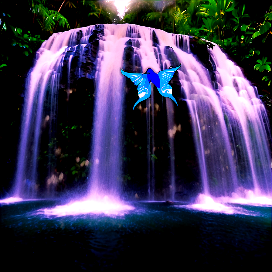 Waterfall With Birds Flying Over Png Hso71 PNG image