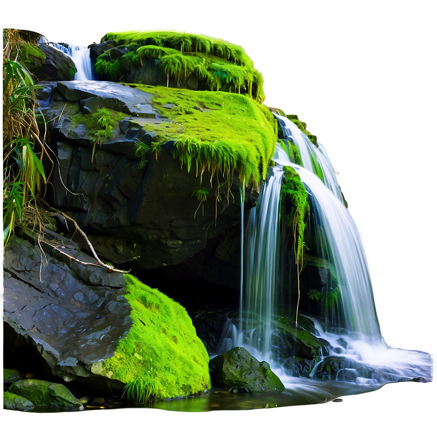 Waterfall With Mossy Rocks Png Paa80 PNG image