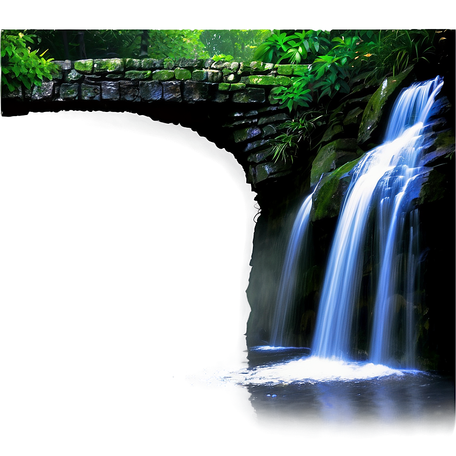 Waterfall With Natural Arch Png 05212024 PNG image