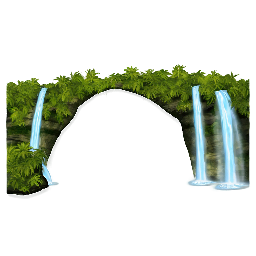 Waterfall With Natural Arch Png 05212024 PNG image