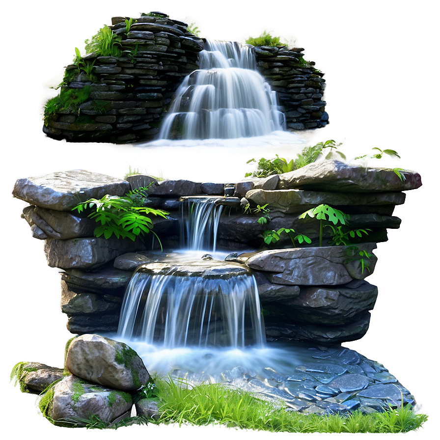 Waterfall With Stone Pathway Png 35 PNG image