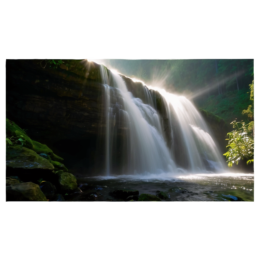 Waterfall With Sunbeam Rays Png Jjb PNG image