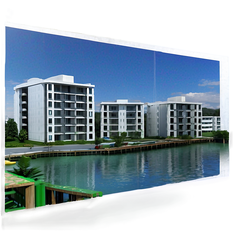 Waterfront Apartment Scene Png Svd PNG image