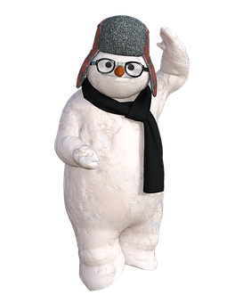 Waving Snowman Character PNG image