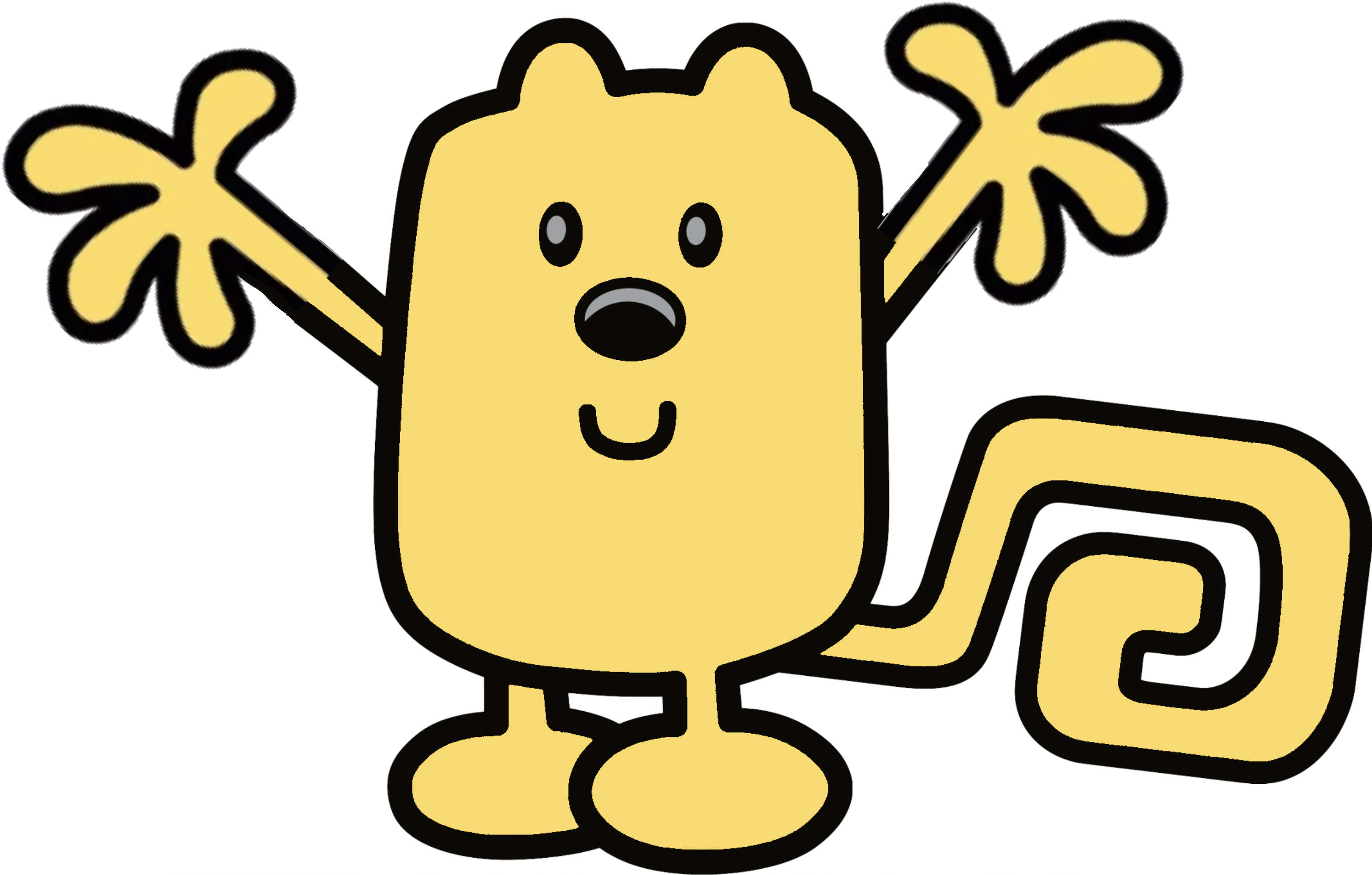 Waving Yellow Cartoon Creature PNG image