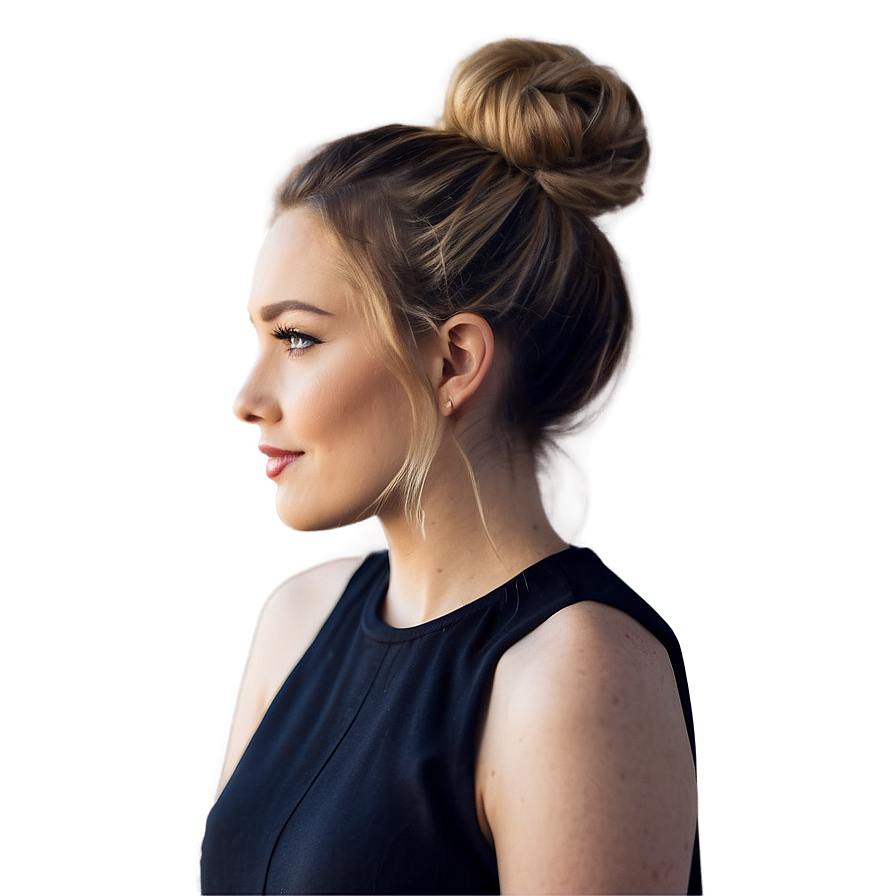 Wavy Hair Bun Style Png 06272024 PNG image