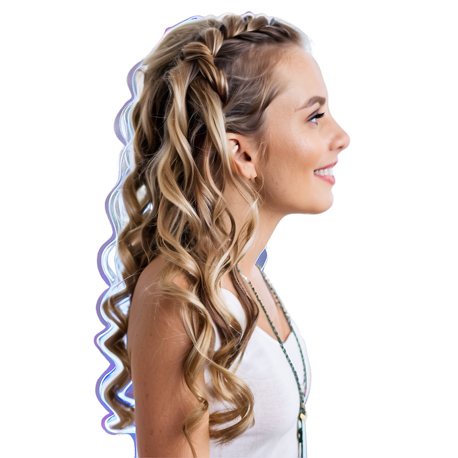 Wavy Hair Waterfall Braid Png 79 PNG image