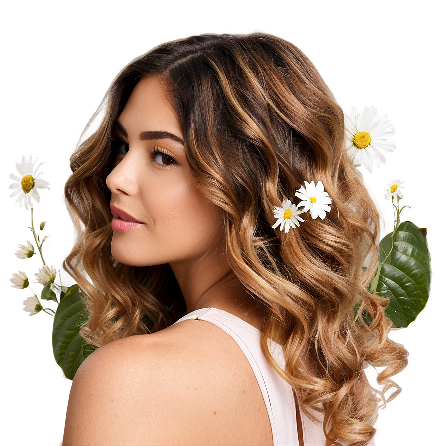 Wavy Hair With Flowers Png 06272024 PNG image