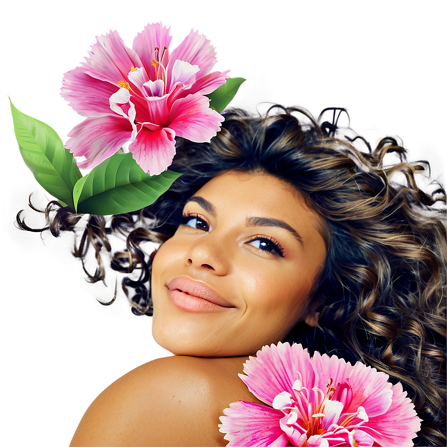 Wavy Hair With Flowers Png 31 PNG image