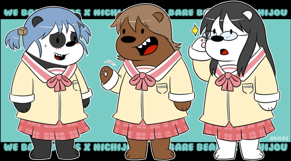 We Bare Bears Anime School Uniforms PNG image