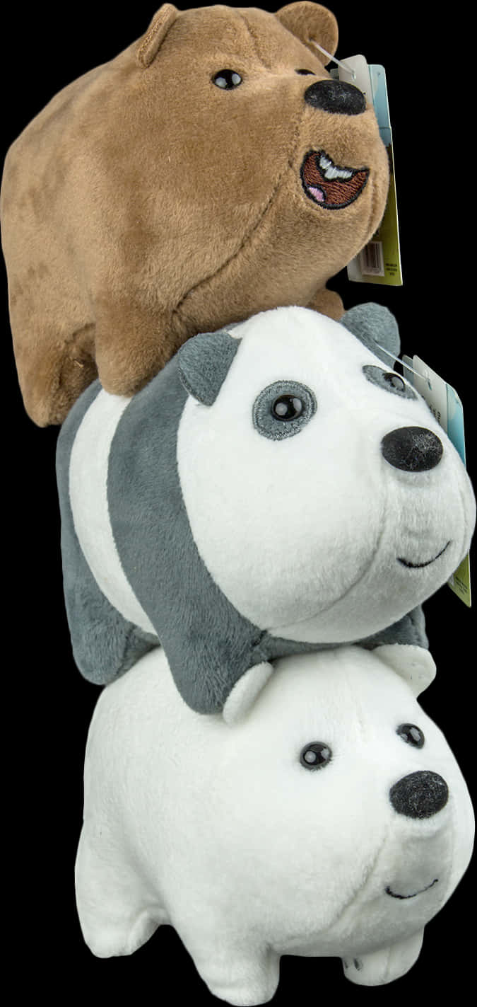 We Bare Bears Stacked Plush Toys PNG image