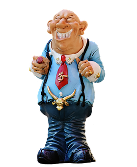 Wealthy Cartoon Figure Holding Gemstone PNG image