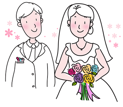 Wedding Couple Cartoon Illustration PNG image