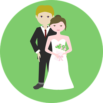 Wedding Couple Cartoon Illustration PNG image