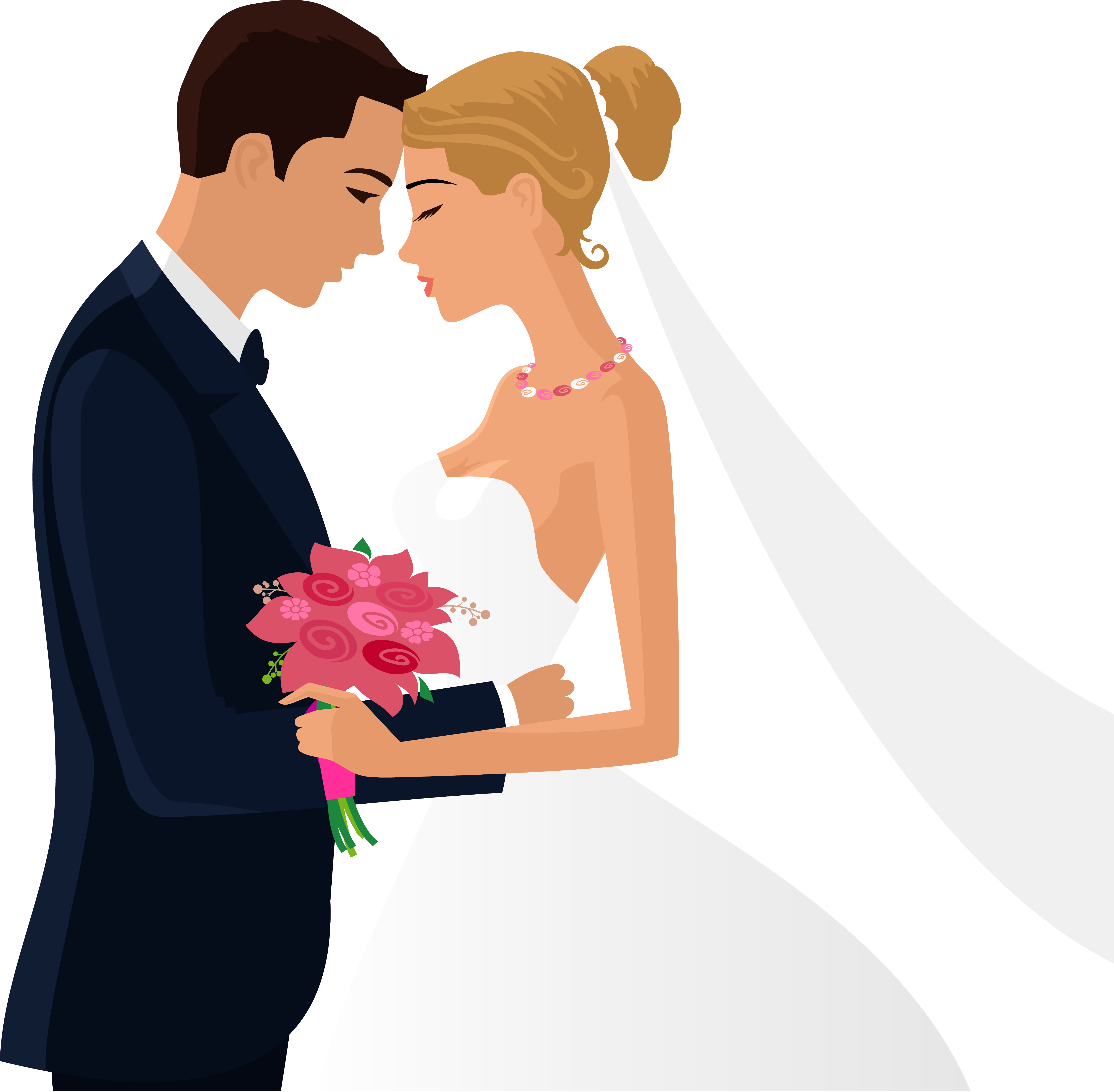 Wedding Couple Forehead Kiss PNG image