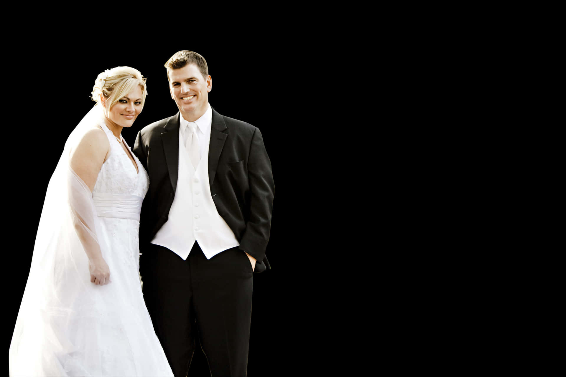 Wedding Couple Portrait Black Background PNG image