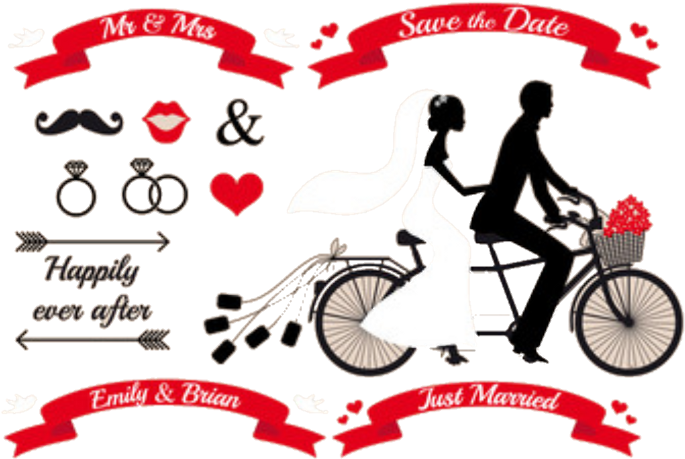 Wedding Invitation Elements Bicycle Couple PNG image