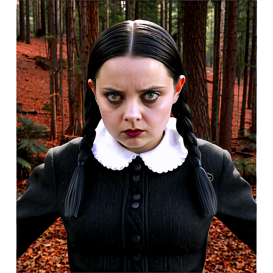 Wednesday Addams In The Woods Png Hri50 PNG image