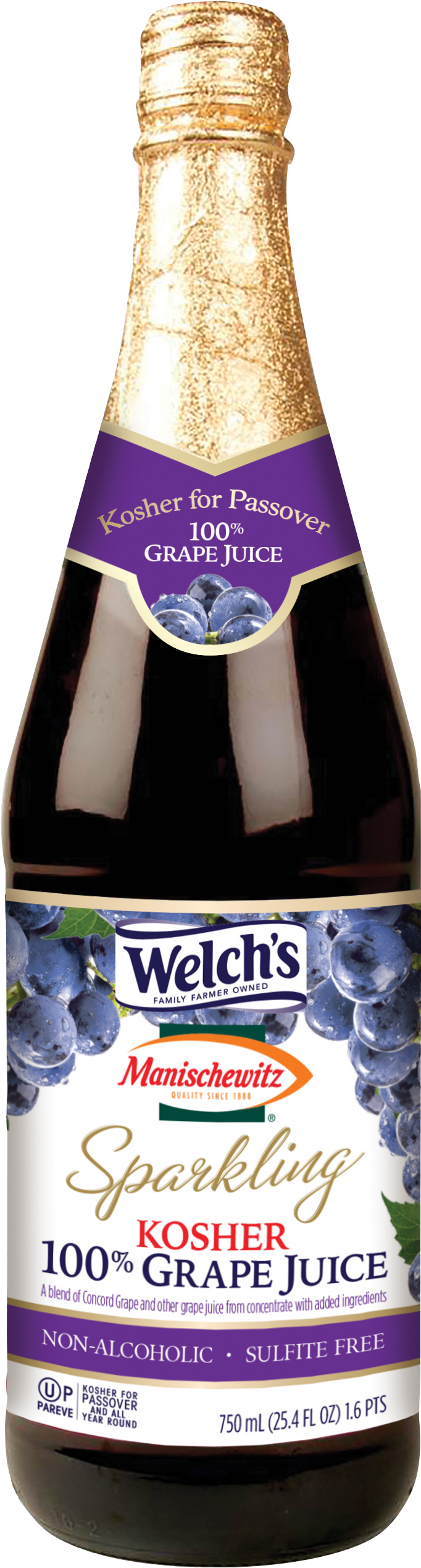 Welchs Kosher Sparkling Grape Juice Bottle PNG image