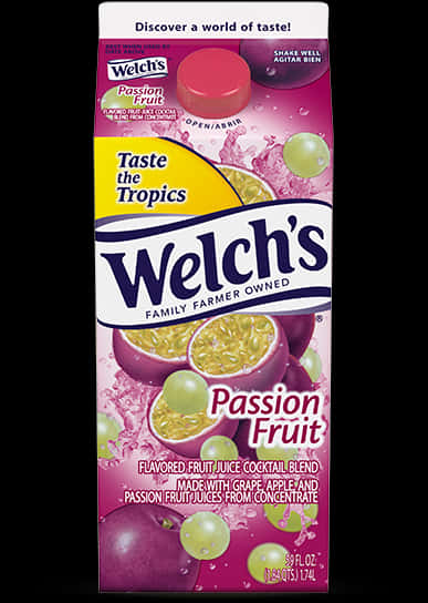 Welchs Passion Fruit Juice Cocktail Blend Packaging PNG image