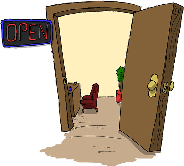 Welcoming Open Door Illustration PNG image