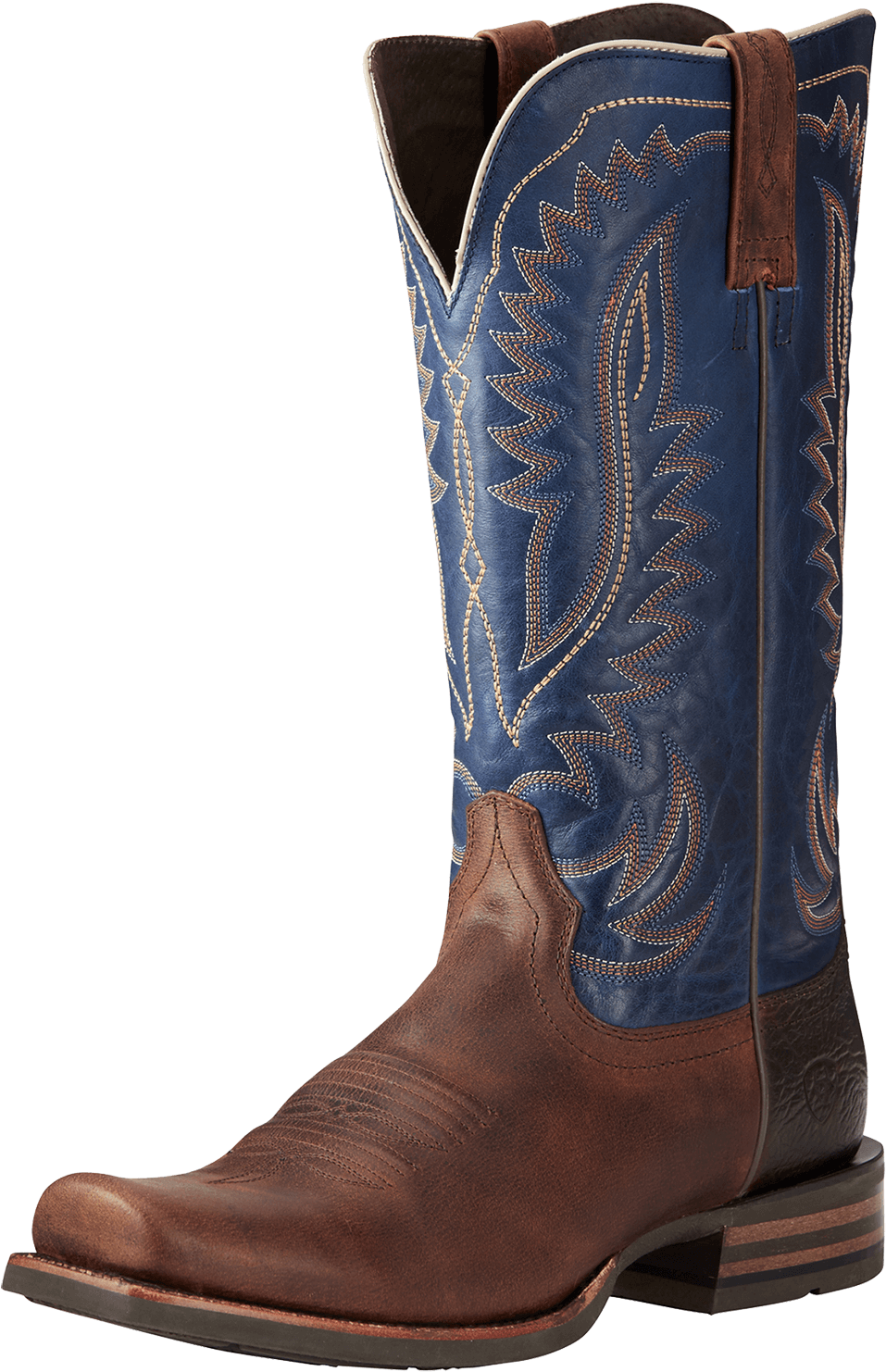 Western Cowboy Boot Blue Brown Leather PNG image