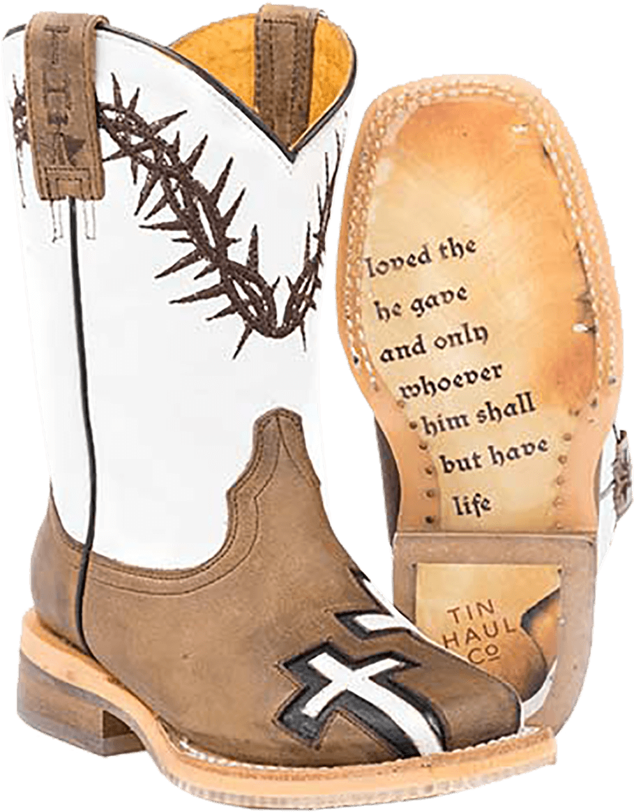 Western Cowboy Bootwith Cross Design PNG image