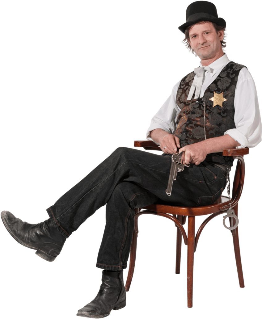 Western Sheriff With Revolver PNG image