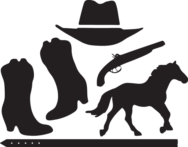 Western Themed Silhouettes PNG image