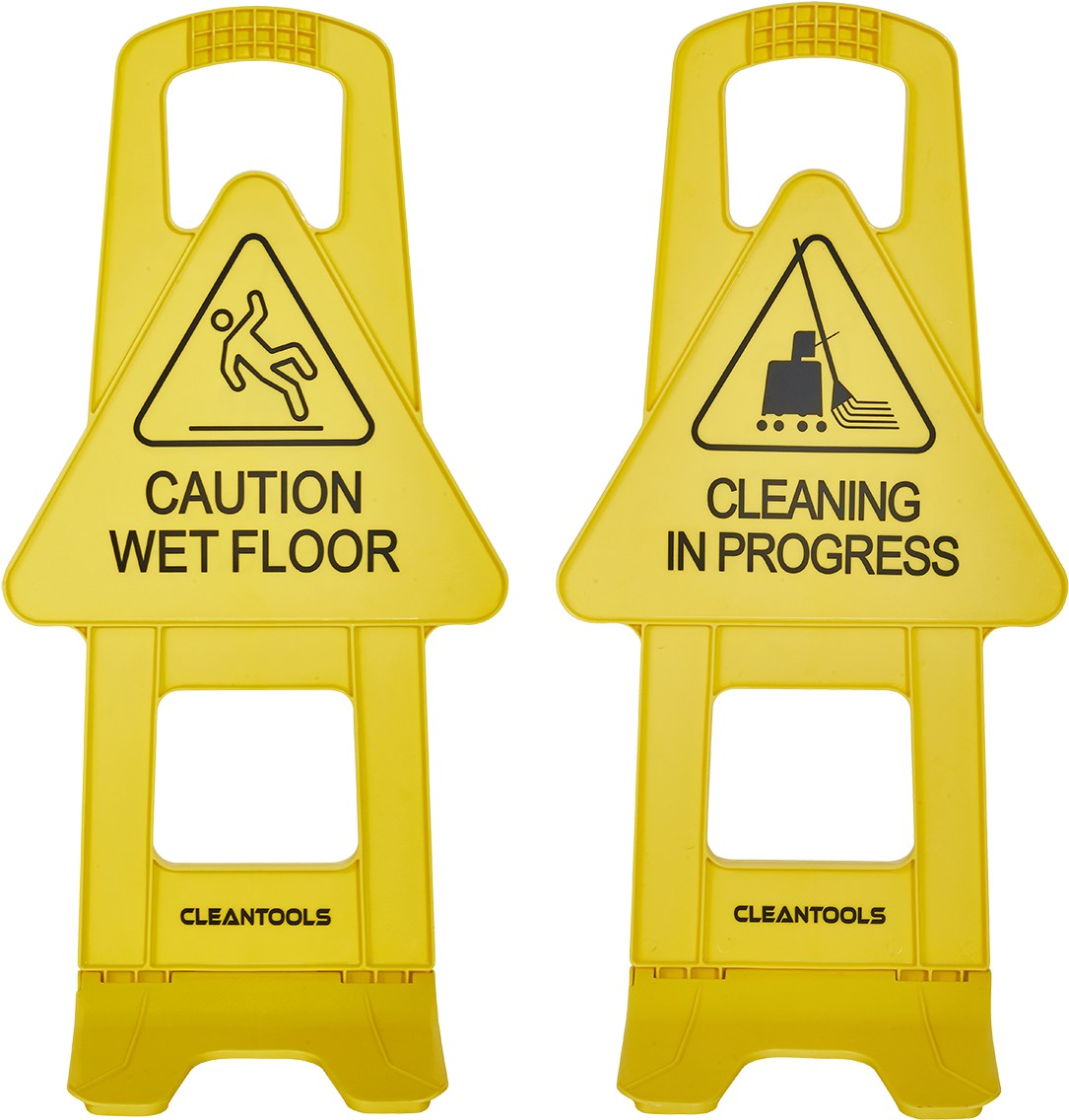 Wet Floorand Cleaning Progress Signs PNG image