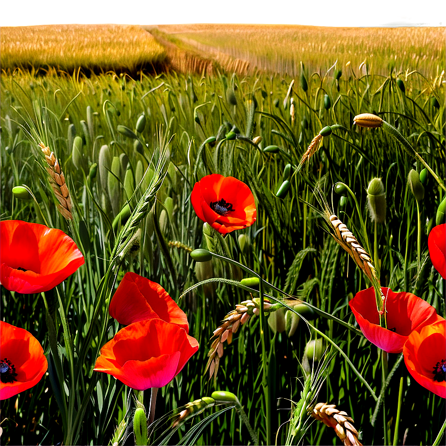 Wheat Field With Red Poppies Png 54 PNG image