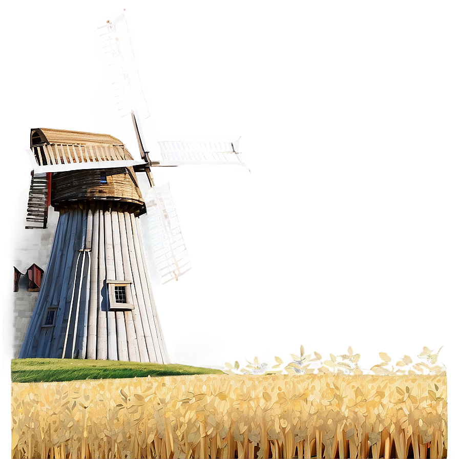 Wheat Field With Windmill Png Kue58 PNG image