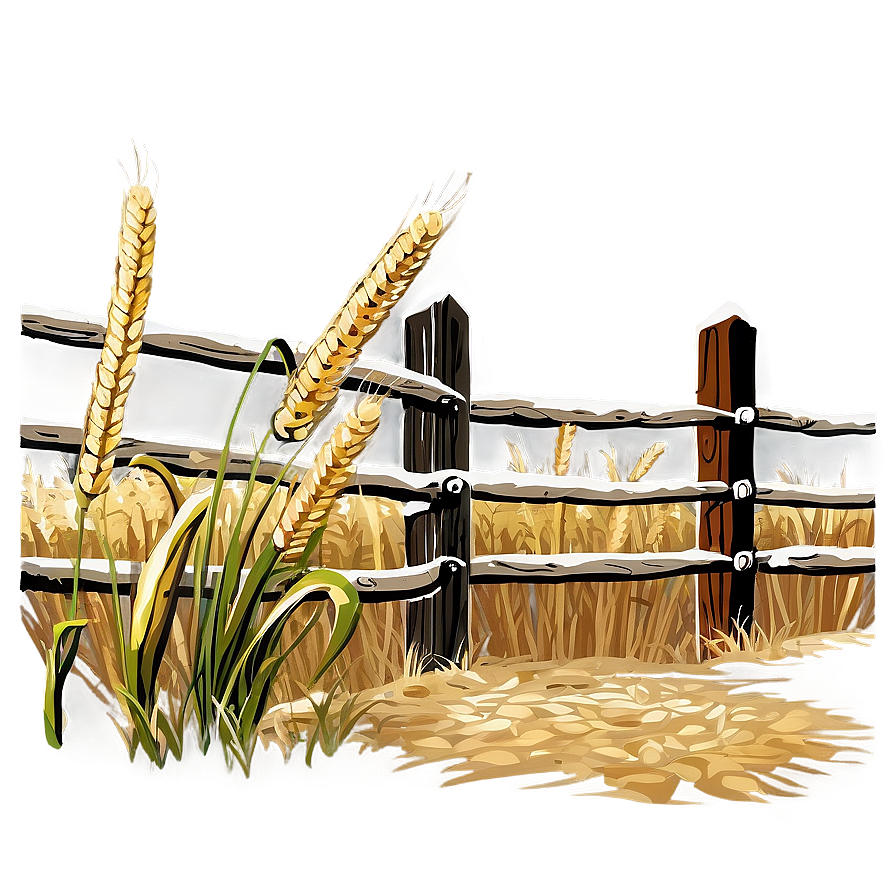 Wheat Field With Wooden Fence Png 06252024 PNG image