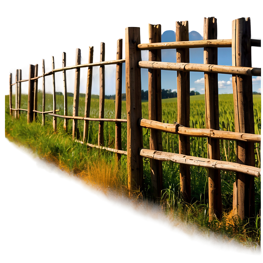 Wheat Field With Wooden Fence Png 17 PNG image