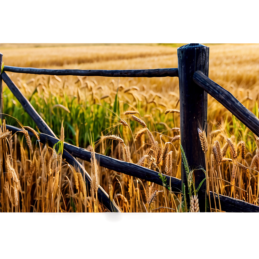 Wheat Field With Wooden Fence Png Pfj PNG image