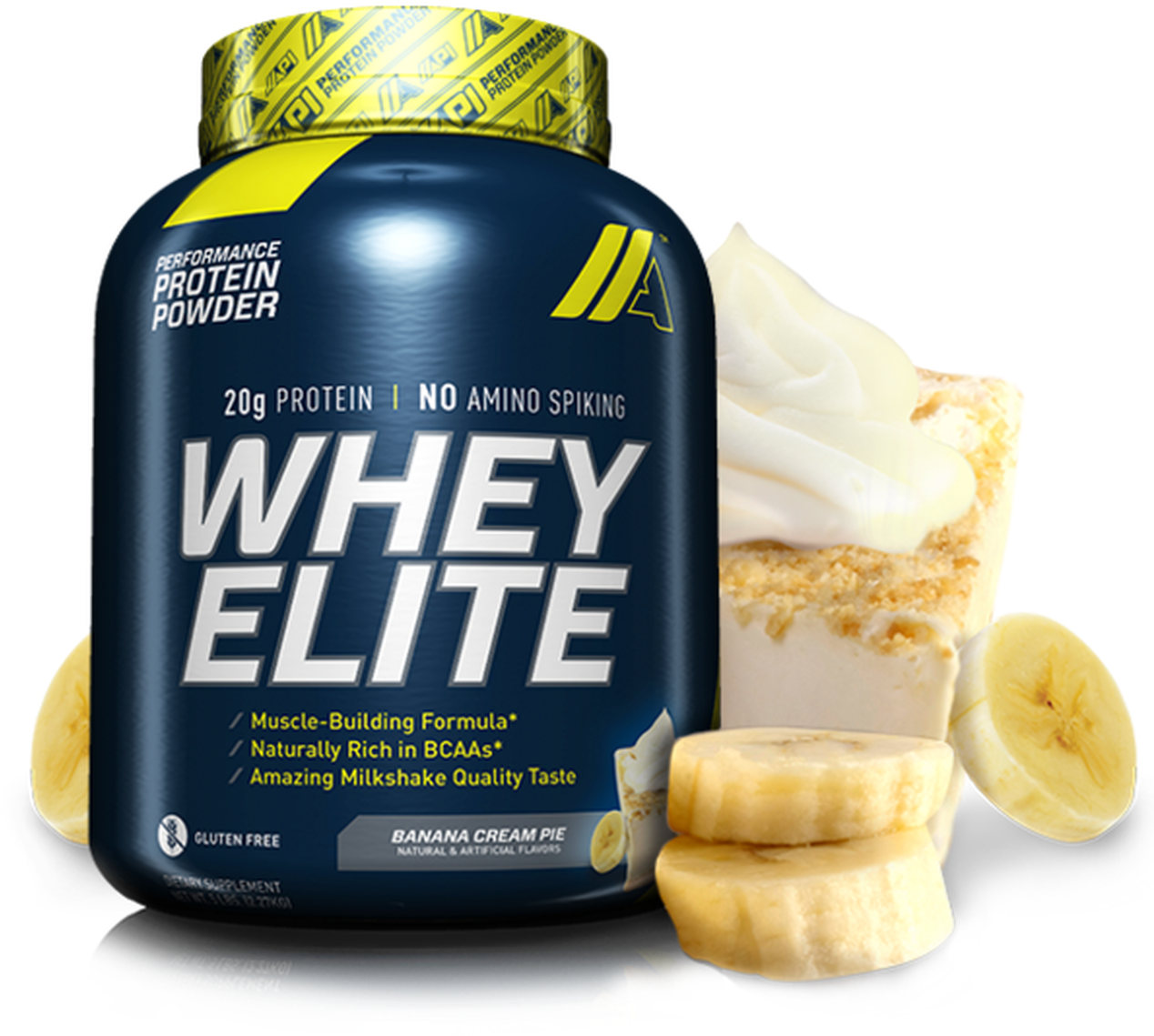 Whey Protein Powder Banana Cream Pie Flavor PNG image