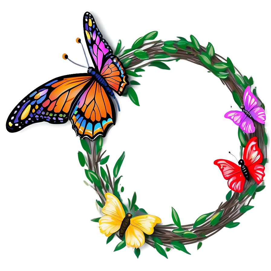 Whimsical Butterfly Wreath Png 05242024 PNG image