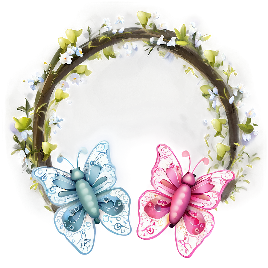 Whimsical Butterfly Wreath Png 05242024 PNG image