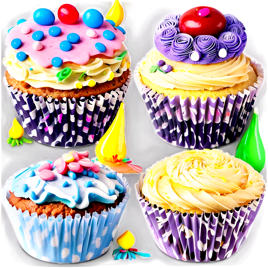 Whimsical Celebration Cupcakes Png 12 PNG image