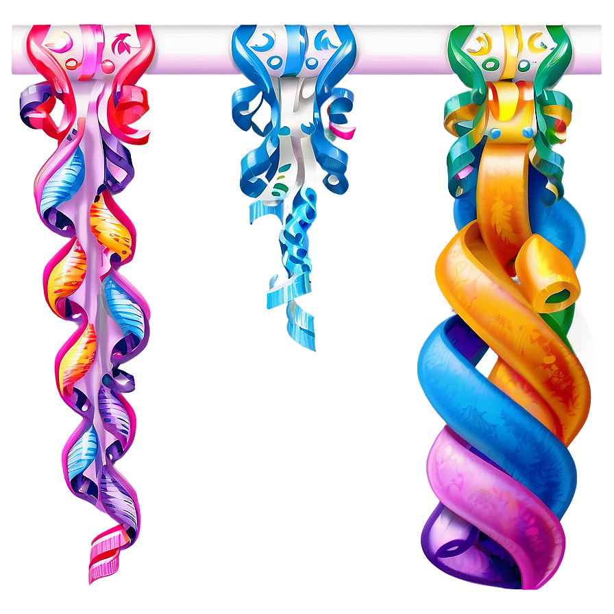 Whimsical Party Streamers Png 06282024 PNG image