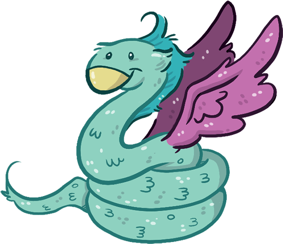 Whimsical Serpent Creature Illustration PNG image