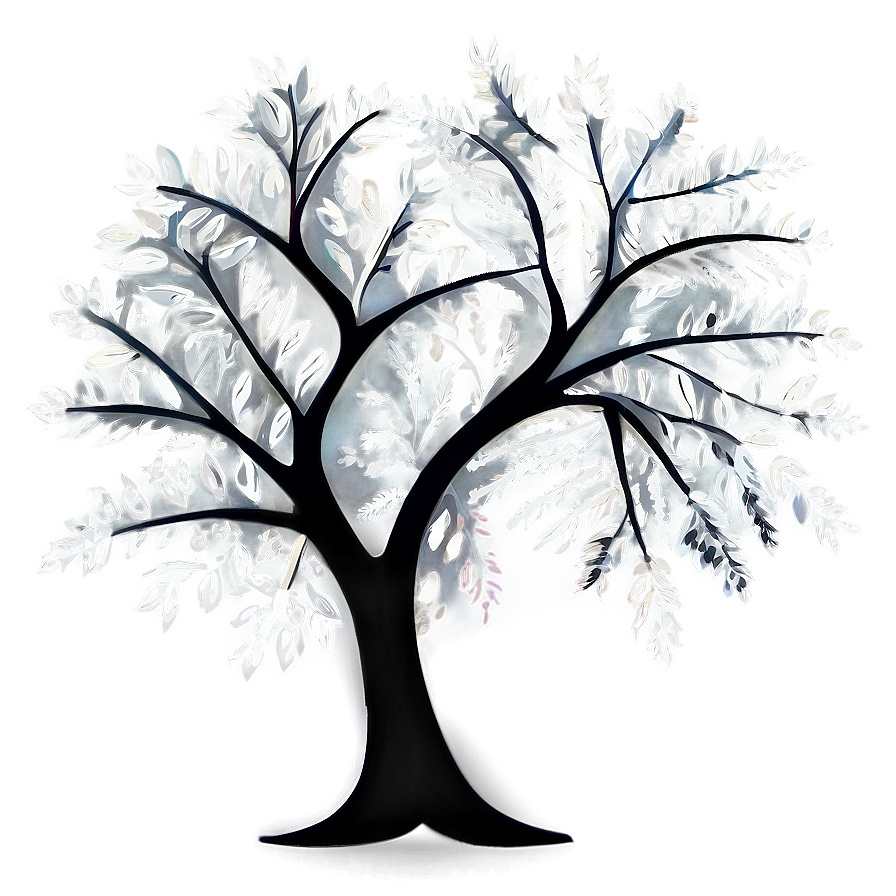 Whimsical White Tree Graphic Png Mpn43 PNG image