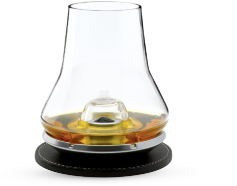 Whiskey Glass With Amber Liquid PNG image