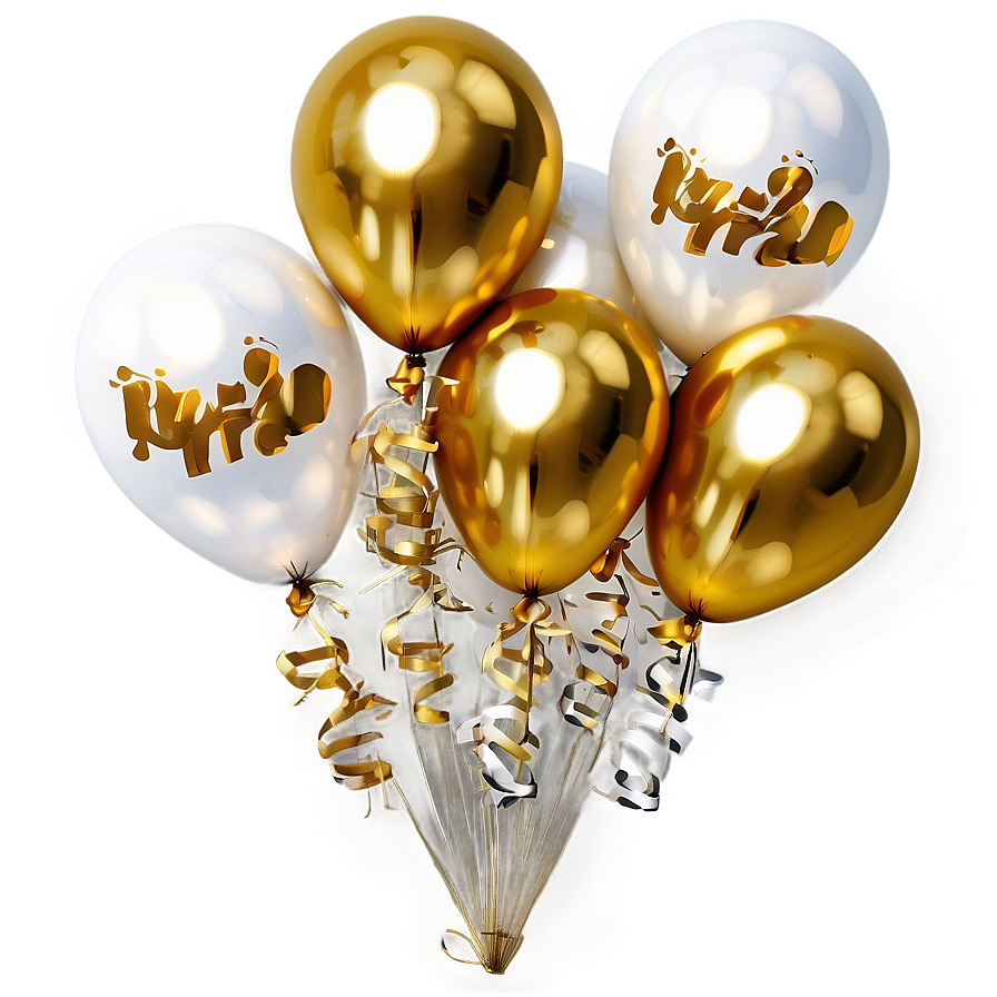 White And Gold Balloons Png 06122024 PNG image